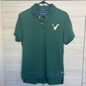 Vintage American Eagle Outfitters Men's Green Polo Shirt